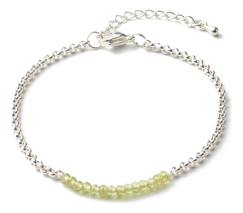 Pulsera Acero Inoxidabl Cuencas Cuarzo Peridoto Natural 6078