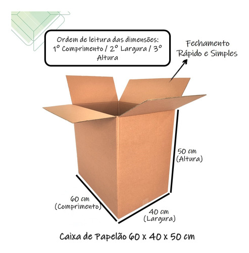 5 Caixas De Papelão Grande/forte 60x40x50 G Produtos Pesados