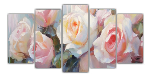 Cinco Lienzos De Tela Movimientos Rosas Equilibrio 150x75cm