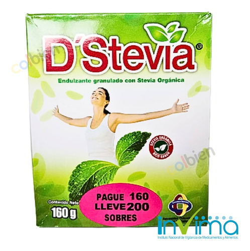 Stevia Natural 200 Sobres | Endulzante Natural Con Invima
