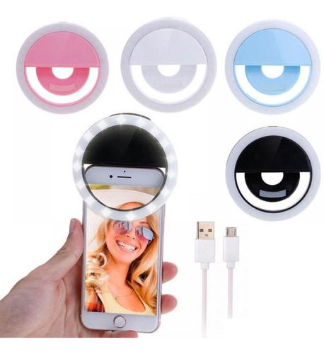 Aro Luz Led Selfie Recargable Celular 8.5cm