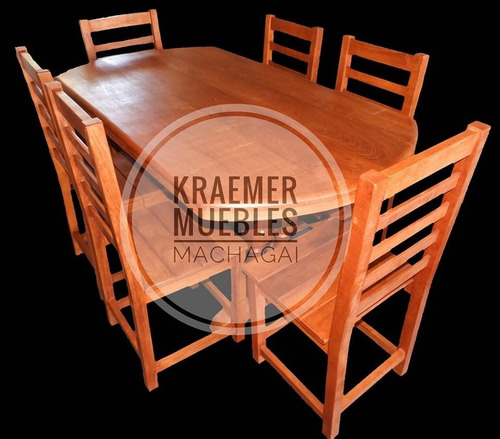 Imagen 1 de 1 de Mesa 1,60m Con 6 Sillas Algarrobo