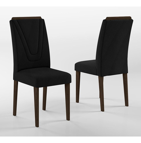 Conjunto 2 Cadeiras Lima Imbuia/ Preto - Móveis Arapongas Cor Imbuia/preto Cor da estrutura da cadeira Imbuia Desenho do tecido Liso