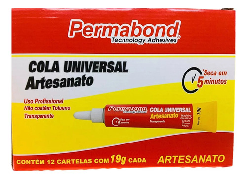 Cola Universal Artesanato 19g - Kit Com 15 Cor Transparente