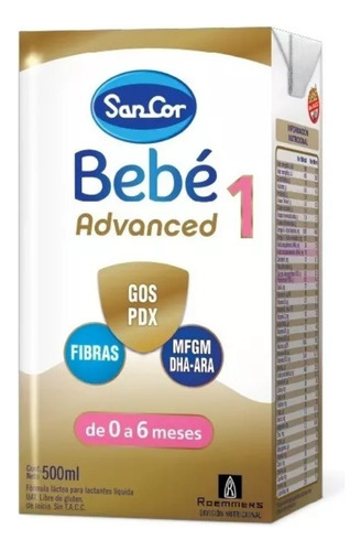 Sancor Bebe 1 Advanced 500ml Pack X 12 Bricks - 0 A 6 Meses