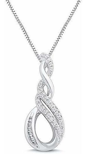 Collar - Diamond Pendant Necklace In Sterling Silver 0.15 Ct