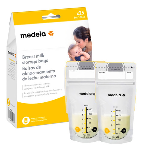 Saco De Armazenagem Leite Materno 180ml 25 Unidades Medela