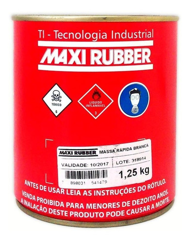 Massa Rápida Branca 1,25kg 2ma085 Maxi Rubber