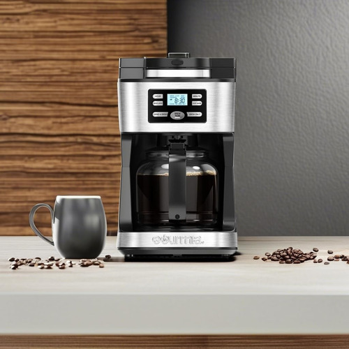 Cafetera Con Molino Integrado Gourmia 12 Tazas Negra Premium