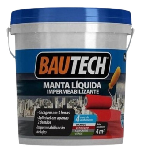 Manta Liquida Impermebializante Emborrachada Bautech 4kg