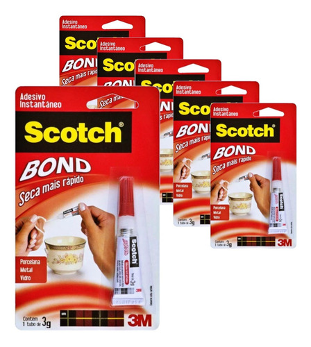 Cola Adesivo Instantâneo 3m Scotch Bond 3g Kit C/ 6 Unidades