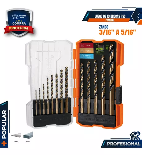 Juego de 13 brocas HSS para metal en estuche, Truper Expert, Brocas, 11402