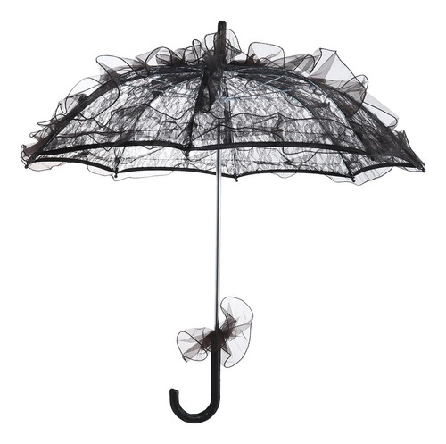 Amosfun Paraguas Negro Encaje Flor Parasol Decoración Boda N