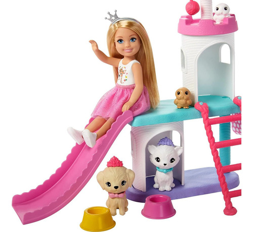Castillo De Mascotas Chelsea Barbie Con 4 Mascotas Y