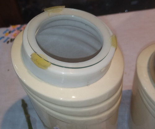 Antiguo Par Tarros Organizadores Cocina Ceramica Leer N788 Crema (Usado)