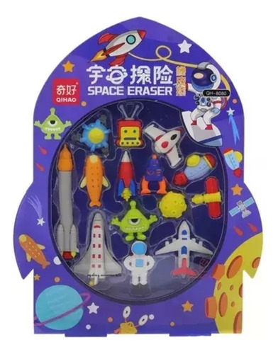 Set De 14 Borradores Explorador Del Espacio Space Eraser