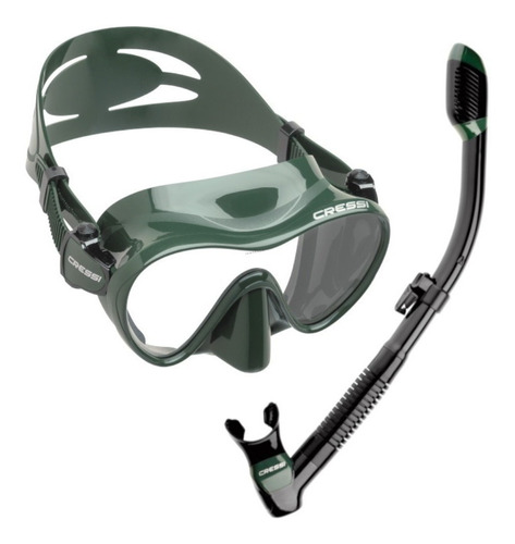 Combo Cressi Frameless/ Supernova Dry Snorkeling Y Buceo Color Verde