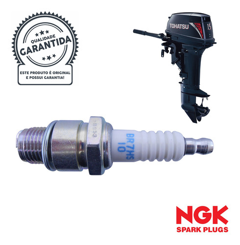 Imagem 1 de 5 de Vela De Ignição Ngk Br7hs-10 Náutica Suzuki 15, 25, 30hp