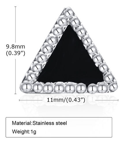Pendiente Arete Acero Inoxidable Triangulo Negro Unisex