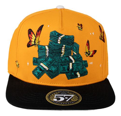 Gorra Cincopuntosiete Butterfly Dollars Yellow Premium 5.7