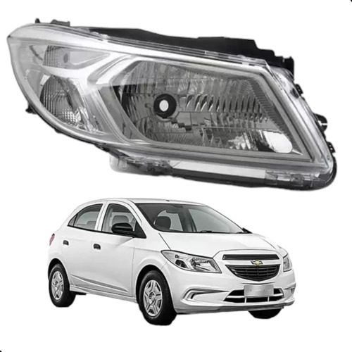 Farol Chevrolet Onix Prisma 2013 A 2016 Cromado Direito