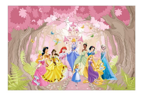 Papel De Parede Autoadesivo Princesas Disney 8,5m²