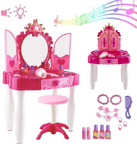 Tocador Ser De Maquillaje Para Niña Con Luz, Sonidos Y Mp3