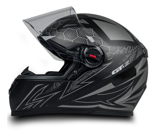 Imagem 3 de 5 de Capacete Gt2 Preto Fosco Narigueira + Viseira Camaleão