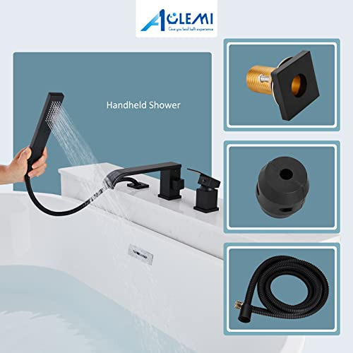 Grifo Romano Para Bañera Aolemi Para Baño, Color Negro Mate,