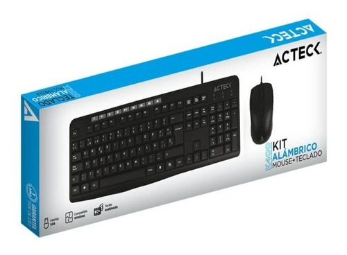 Imagen 4 de 5 de Acteck Kit Teclado Mouse Alambrico Usb 1000dpi Negro K400 Color Del Teclado Negro Color Del Mouse Negro