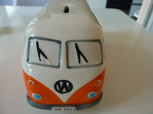 Alcancía Volkswagen Combi De Ceramica Esmaltada - Impecable