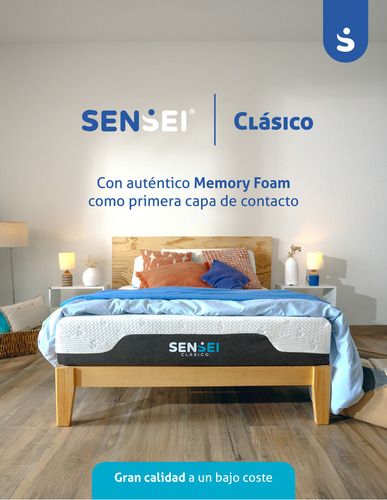 Colchón King Size Sensei | Memory Foam | Funda Removible | Clásico