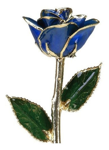 Zafiro Laquered Blue Platinum Long Stem Genuine Rose En Caja