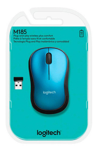 Mouse Logitech M185 Inalambrico Azul Cor Azul