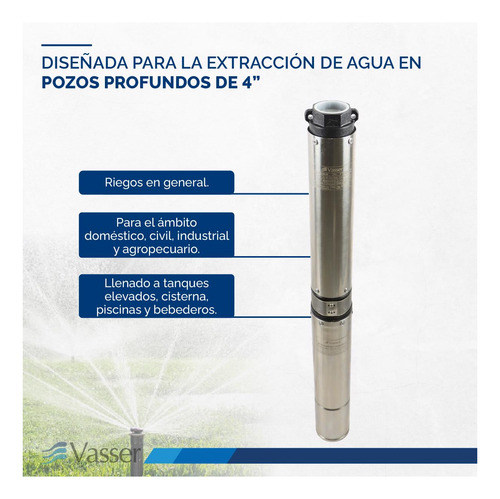 Imagen 3 de 11 de Bomba Sumergible De Pozo Vasser Motorarg Bs4100 +tablero 1 H