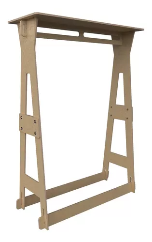 Exhibidor rack colgador para ropa armable de madera