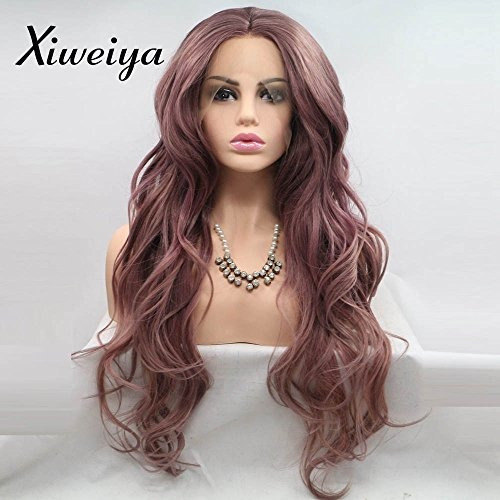 Xiweiya Long Ash Purple Lace Front Wig Mermaid Mix 7rj1o