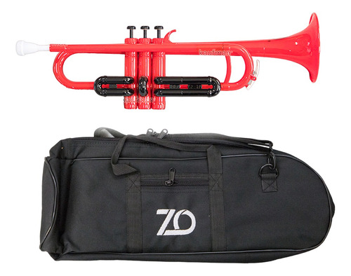 Trompeta En Bb Plástico Con Estuche Y Accesorios Color Rojo