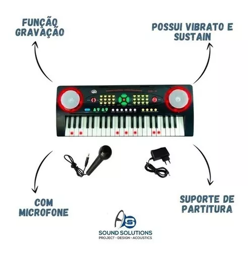 Custom Sound CKKB 44 - Teclado Infantil com microfone Preto