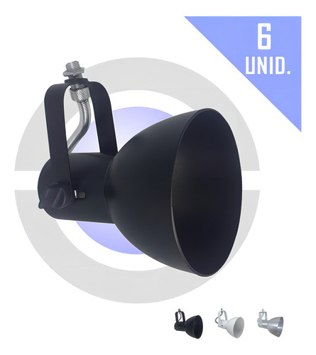 Spot Para Trilho Para Cozinha Sala Quarto Kit 6 Unid Cor Preto 127/220V