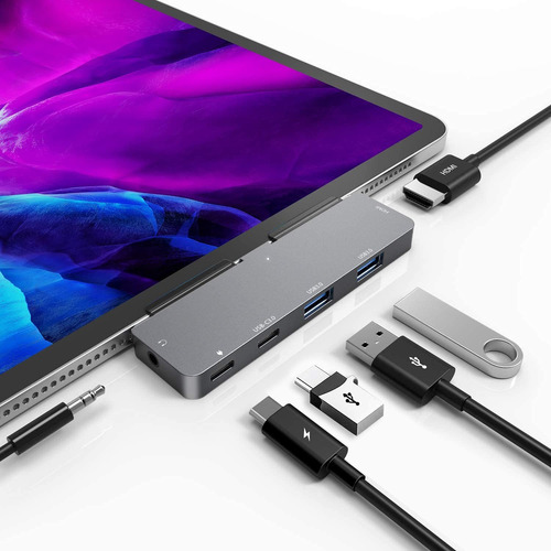 Hub Usb C Para iPad Pro 2018/2020, Adaptador 6 En 1 Para Ipa