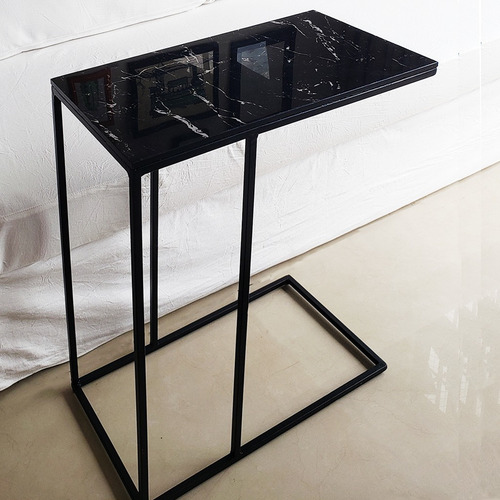 Imagen 9 de 10 de Mesa De Arrim Simil Marmol Con Est. Hierro Minimalista