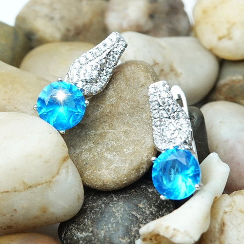 Imagen 4 de 9 de Aretes Oro 18k Mujer Dama Pendientes Joyeria Zirconia Lujo