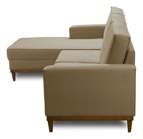 Kit Sofá 3 Lug 2,60m C Chaise Esq Poltrona Living Linho Bege