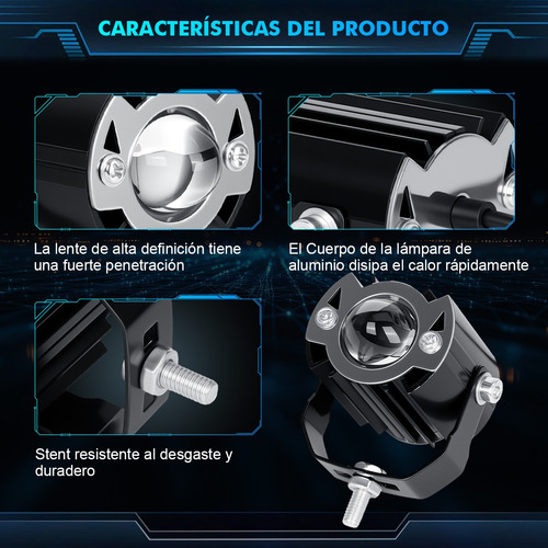 Faros De Lupa Luces Led Auxiliares Auto Con Doble Color 2pcs
