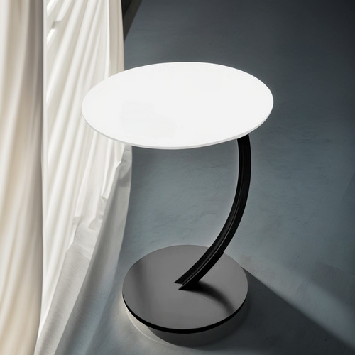 Negro - 61 - Mesa Lateral Con Diseño Curvo Para Sala Y Dormi