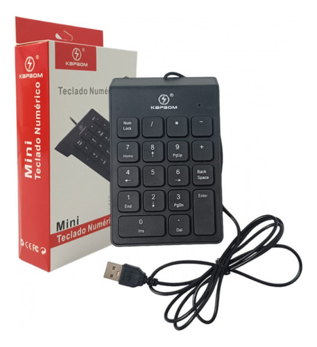 Mini Teclado Numérico Usb Com Fio Calculadora Pc Notebook Cor de teclado Preto