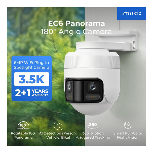 Câmera De Tomada Wifi Imilab Ec6 35k Com Vista Panorâmica
