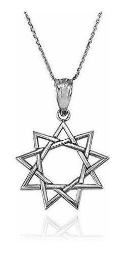 Collar - Sterling Silver Baha'i Nine Point Star Pendant Neck