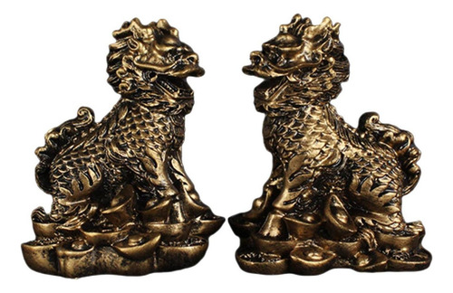 ! Ornamento Chino De La Estatuilla De De Chi-lin Cobre